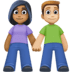 👩🏾‍🤝‍👨🏼 woman and man holding hands: medium-dark skin tone, medium-light skin tone display on Facebook